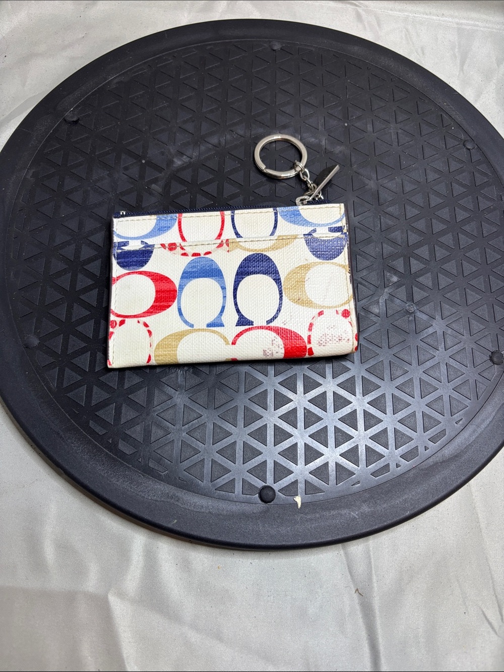 Coach Multicolor Signature Oval Card Holder Keyring
